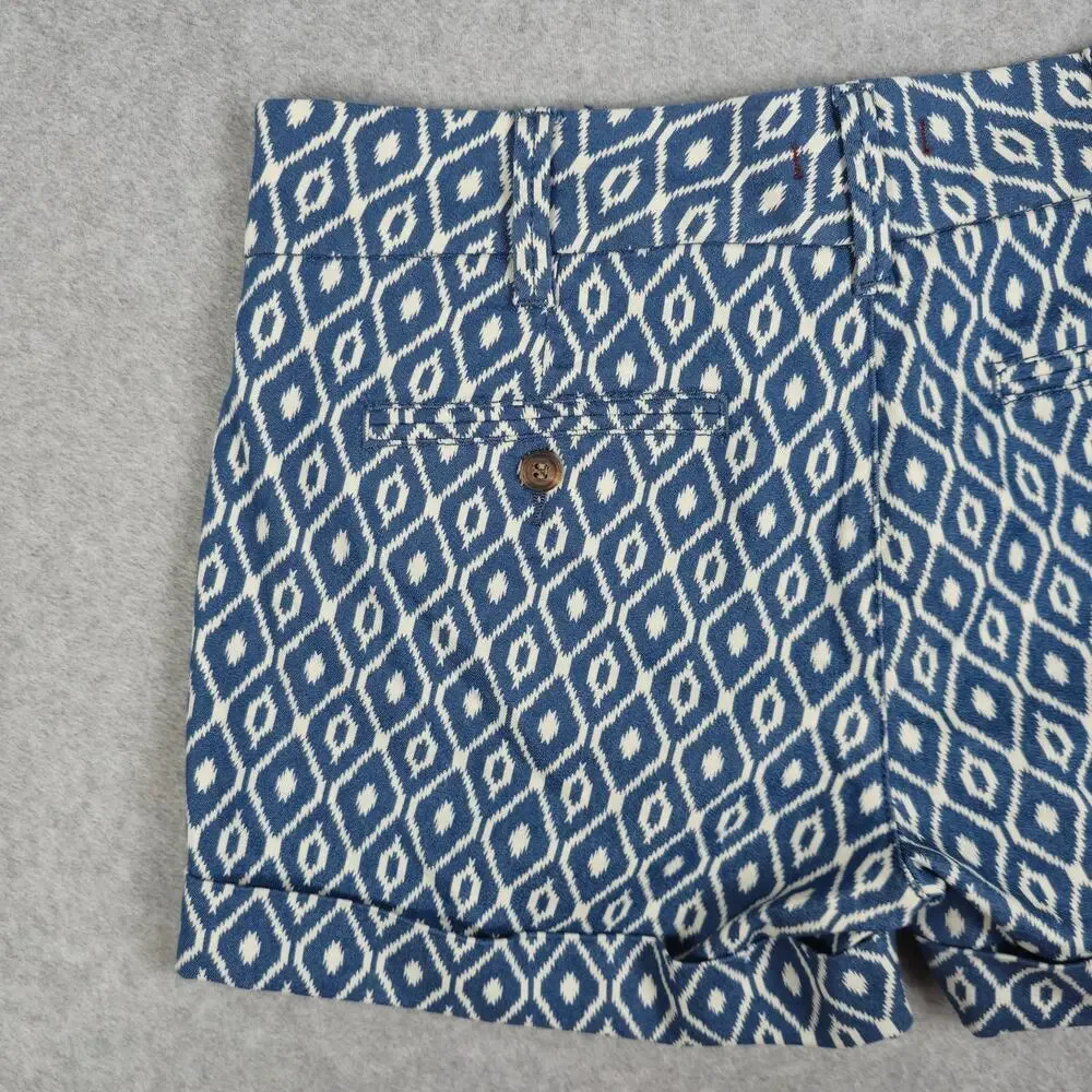 NWT Dear John Womens 29 Blue White Diamond Pattern Finnegan Roll Cuff Shorts - Picture 7 of 16